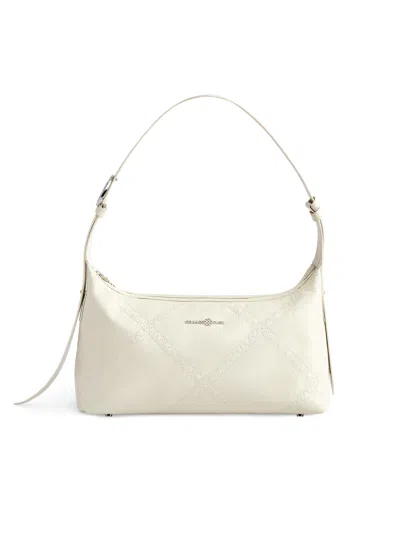 Orange Cube Women's White Ruched Shoulder Bag - Pearl