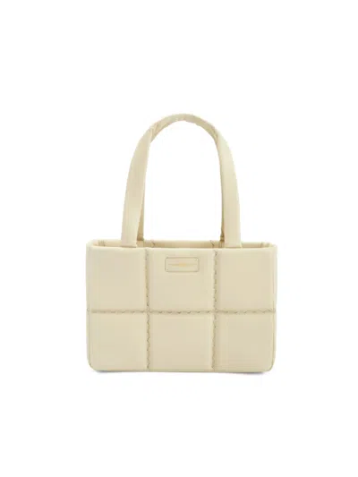 Orange Cube Women's White Square Stitch Cushion Tote - Pearl