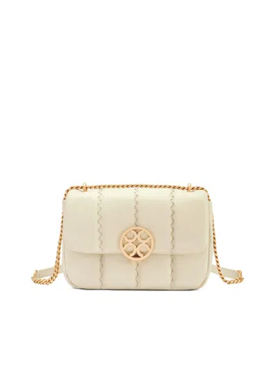 Orange Cube Women's White Square Stitch Flap Bag - Pearl