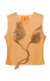 Orange Culture Adesuwa Bloom Satin-appliquéd Latex Top In Orange