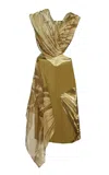 Orange Culture Camille Printed Cutout Silk Organza-satin Midi Dress In Green