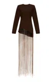 Orange Culture Chimamanda Tassle-beaded Crepe Top In Brown