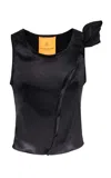 Orange Culture Dinma Bloom Appliquéd Satin Top In Blue
