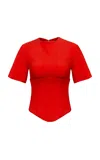 Orange Culture Onyinye Cotton-blend Corset T-shirt In Red