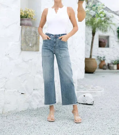 Orange Fashion Village Denim Pocket Jeans In Light Wash In Blue