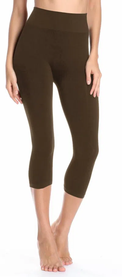 Orange Fashion Village Women's Luxury Legging Bamboo Fabric Capri In Brown