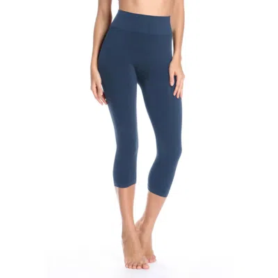 Orange Fashion Village Women's Luxury Legging Bamboo Fabric Capri In Denim Blue In Multi
