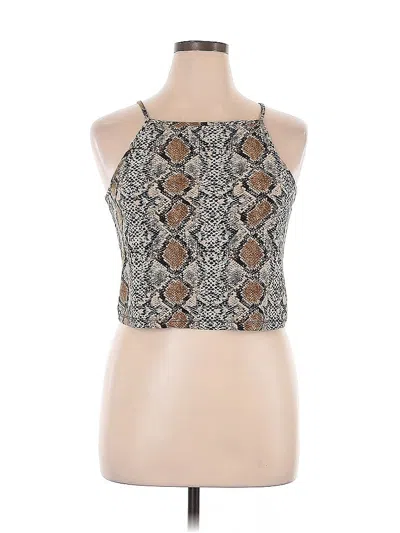 Pre-owned Orange Kiss Tank Top Tan Halter Neckline Tops In Brown