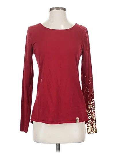 Pre-owned Orange Theory Long Sleeve Top Burgundy Crew Neck Tops