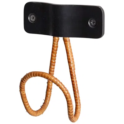 Pre-owned Orange Wicker And Iron Coat Hook By