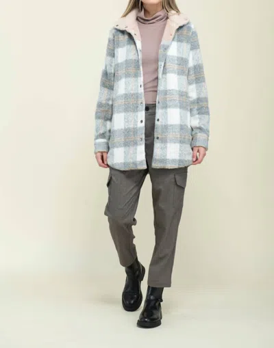 Orb Demi-cozy Jacket In Neutral Check In Blue