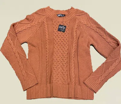 Orb Women's Willow Cabled Raglan Pullover In Terracotta In Pink