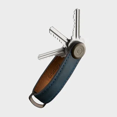 Orbitkey Crazyhorse Leather Key Organiser In Blue