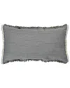 Orchids Lux Home 100% Cotton Fringed Dana Lumber Throw Pillow In Navy