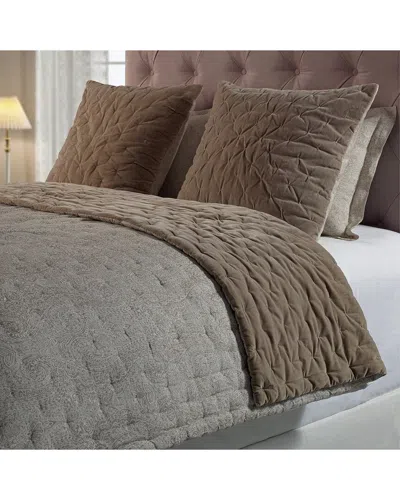 Orchids Lux Home 100% Cotton Reversable Printed Brady Quilt In Beige