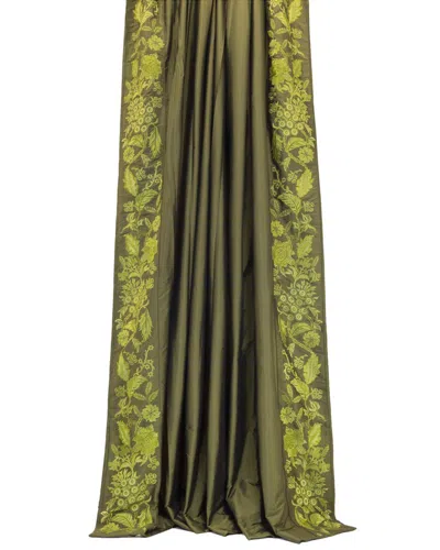 Orchids Lux Home 100% Silk La Palais Royale Drapery Set Of 2 In Green