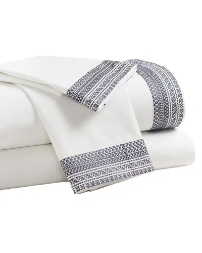 Orchids Lux Home Olivia Cotton Percale 300 Thread Count Sheet Set In Blue