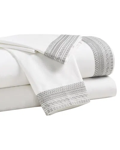 Orchids Lux Home Olivia Cotton Percale 300 Thread Count Sheet Set In White