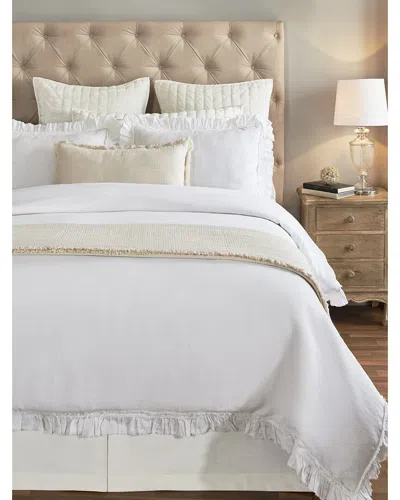 Orchids Lux Home Ruffle European Linen Duvet Cover In White