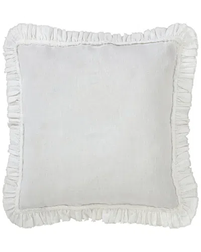 Orchids Lux Home Ruffle European Linen Duvet Cover Euro Sham In White