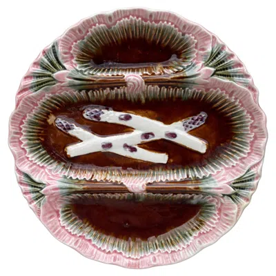 Pre-owned Orchies French Majolica Asparagus Plate, Circa 1890 In Brown