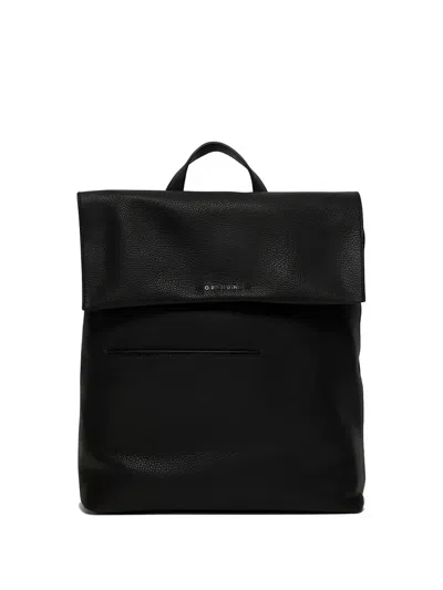 Orciani Active Micron Pebbled Leather Backpack In Black