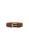 Orciani Calf Leather Classic Belt With Polished Metal Buckle