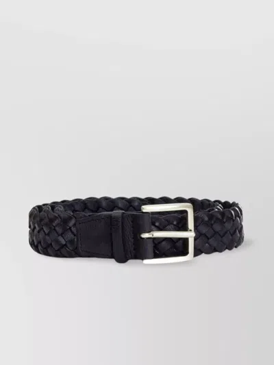 Orciani Adjustable Braided Leather Belt In Black