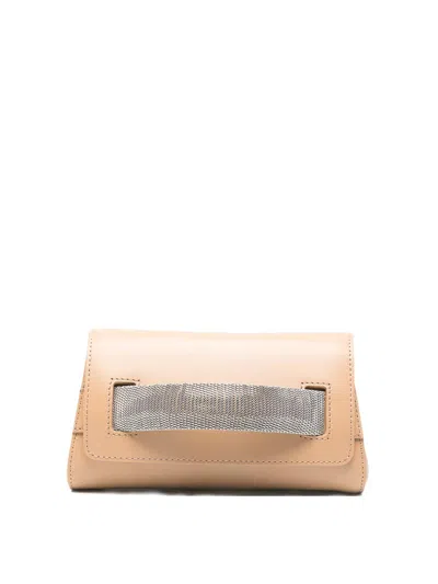 Orciani Alba Chain Bag Orange In Sand