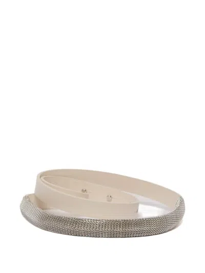 Orciani Alba Chain-embellished Leather Belt In Neutral