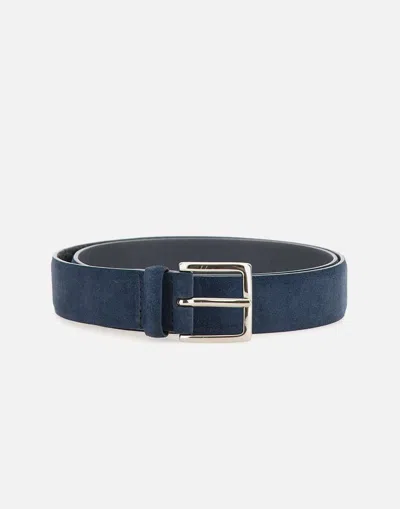 Orciani Adjustable Suede Texture Belt With Palladium Buckle In Night