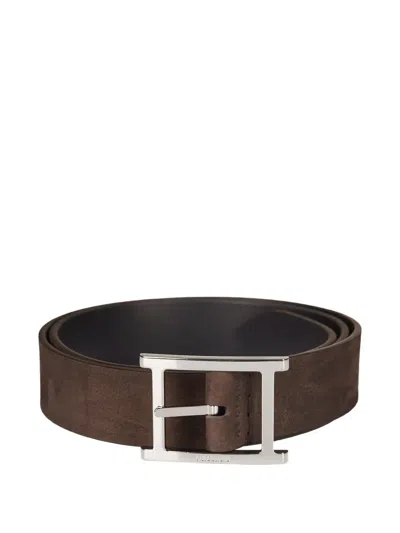 Orciani Amalfi Geometric-buckle Belt In Brown