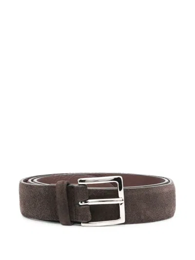 Orciani Amalfi Suede-finish Buckle Belt In Brown