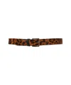 Orciani Animal Print Calfskin Belt With Matte Metal Buckle In Brown