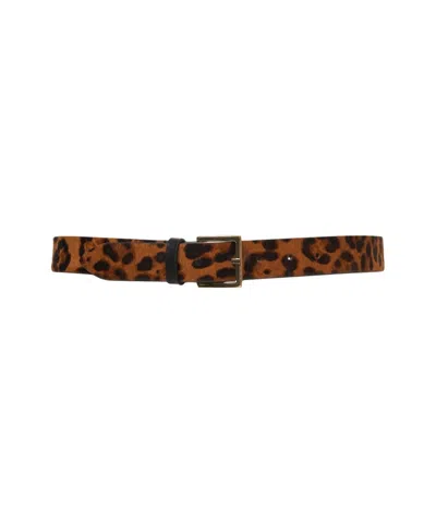 Orciani Animal Print Calfskin Belt With Matte Metal Buckle In Brown