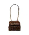Orciani Animal Print Shoulder Bag With Gold Chain Strap In Black