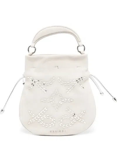 Orciani Appliqué Drawstring Tote Bag In White