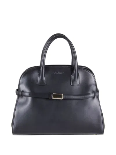 Orciani Aura Alba Leather Medium Tote Bag In Black