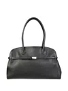 Orciani Hammered Leather Handbag With Zip Closure And Slim Handles In Black