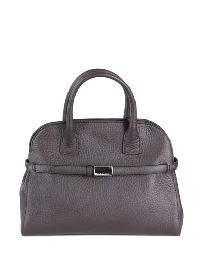 Orciani Aura Leather Tote Ag In Purple