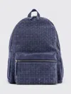 Orciani Suede Backpack Woven Texture Leather Handle In Blue