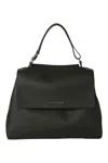 Orciani Medium Textured Leather Shoulder Bag In Black