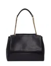 Orciani Structured Hammered Leather Shoulder Bag With Chain Strap In Black