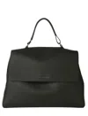 Orciani Structured Black Handbag With Textured Leather In Black