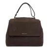 Orciani Large Sveva Peach Xl Braided-handle Suede Tote Bag In Brown