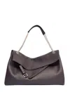 Orciani Venus Rectangular Hammered Leather Shoulder Bag With Sliding Handle In Brown