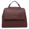 Orciani Bordeaux Leather Bag With Flap And Top Handle In Red