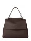 Orciani Structured Dark Brown Leather Shoulder Bag In T. Moro