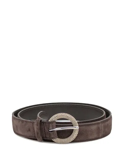 ORCIANI BEADED-BUCKLE SUEDE BELT
