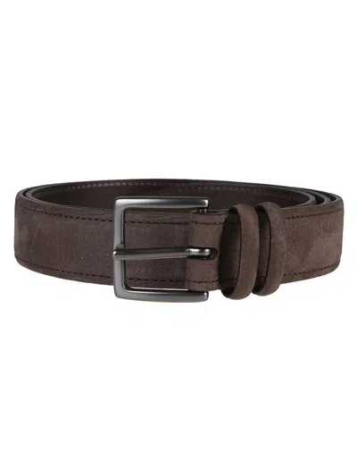 Orciani Adjustable Suede Texture Belt Logo In Black
